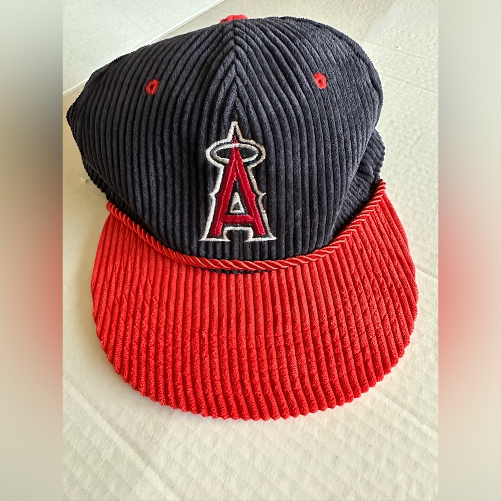 Vintage Anaheim Angels MLB Corduroy Snapback Hat Farmer John One Size Fits Most